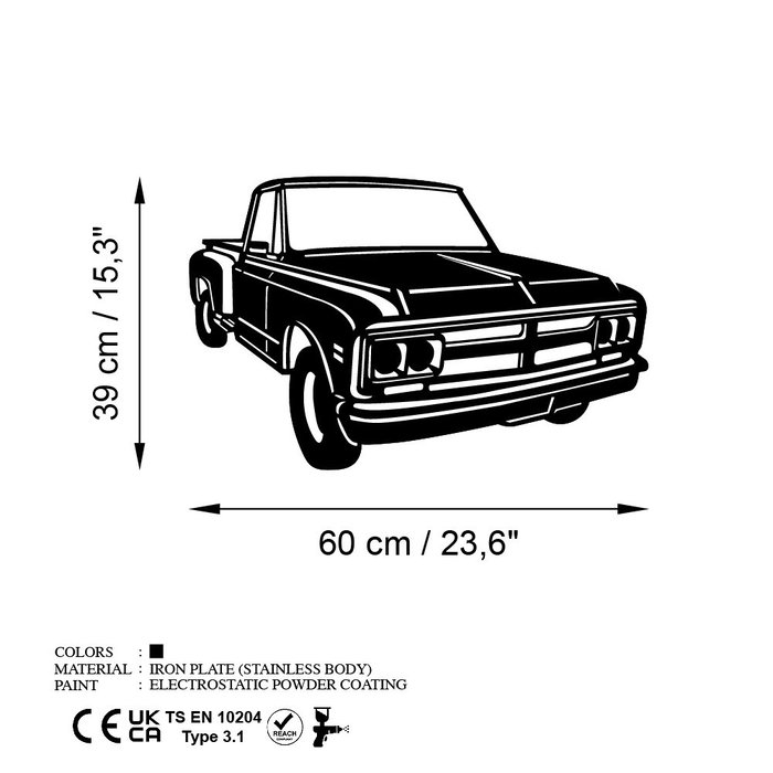 Wallity GMC C/K 1967 Accesorio Decorativo de Pared de Metal Negro